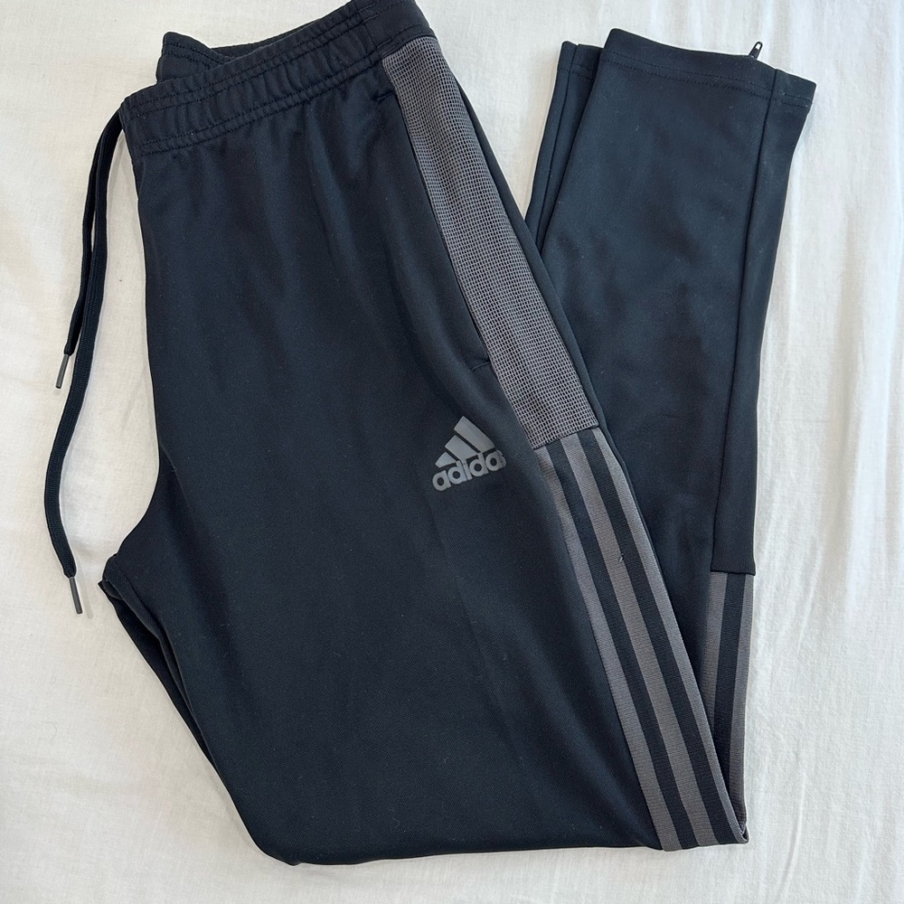 Adidas Men’s Black w. Gray Logo and classic three strips Joggers